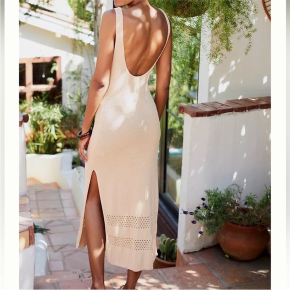 Seafolly Marina Knit Maxi Dress Coverup Tan size Small NWOT - Picture 2 of 11